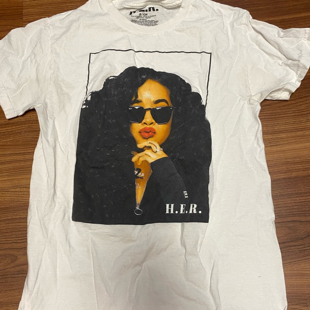H.E.R white t shirt